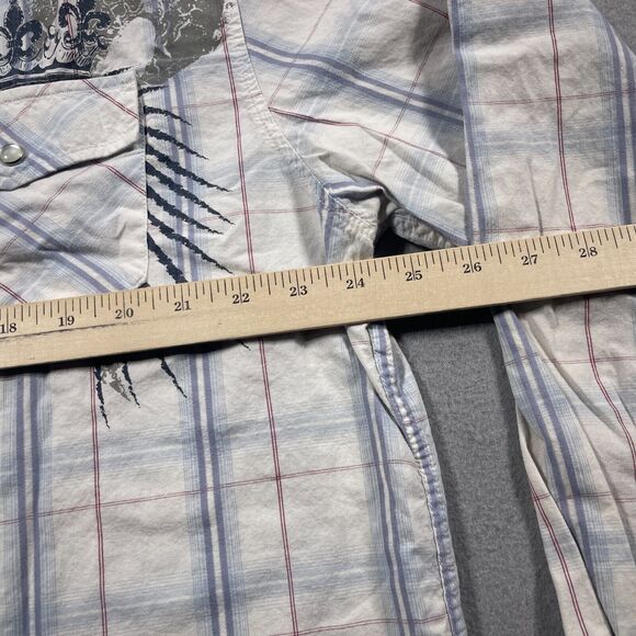 Machine Shirt Mens Size XXL Snap Button Graphic Plaid Western Cowboy‎ - Picture 7 of 9